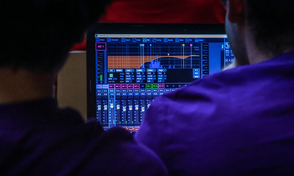 Two men watching AAVE Price Graph on screen